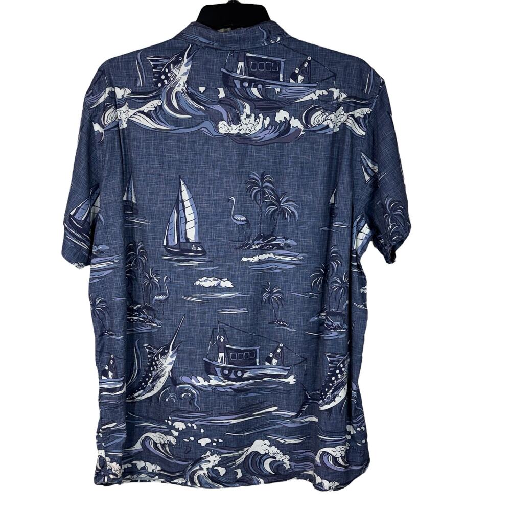 Cremieux XX-Large Mens Hawaiian Shirt Button-Up Sailboats Palm Tree Short Sleeve - Picture 3 of 7